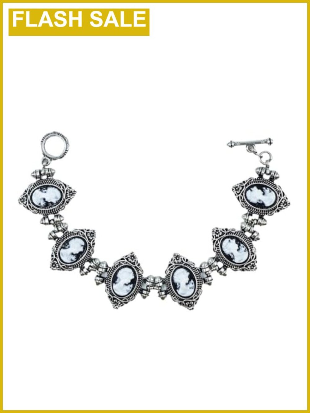 Cameo Bracelet Enamel Medal Lady Maiden Charm Link